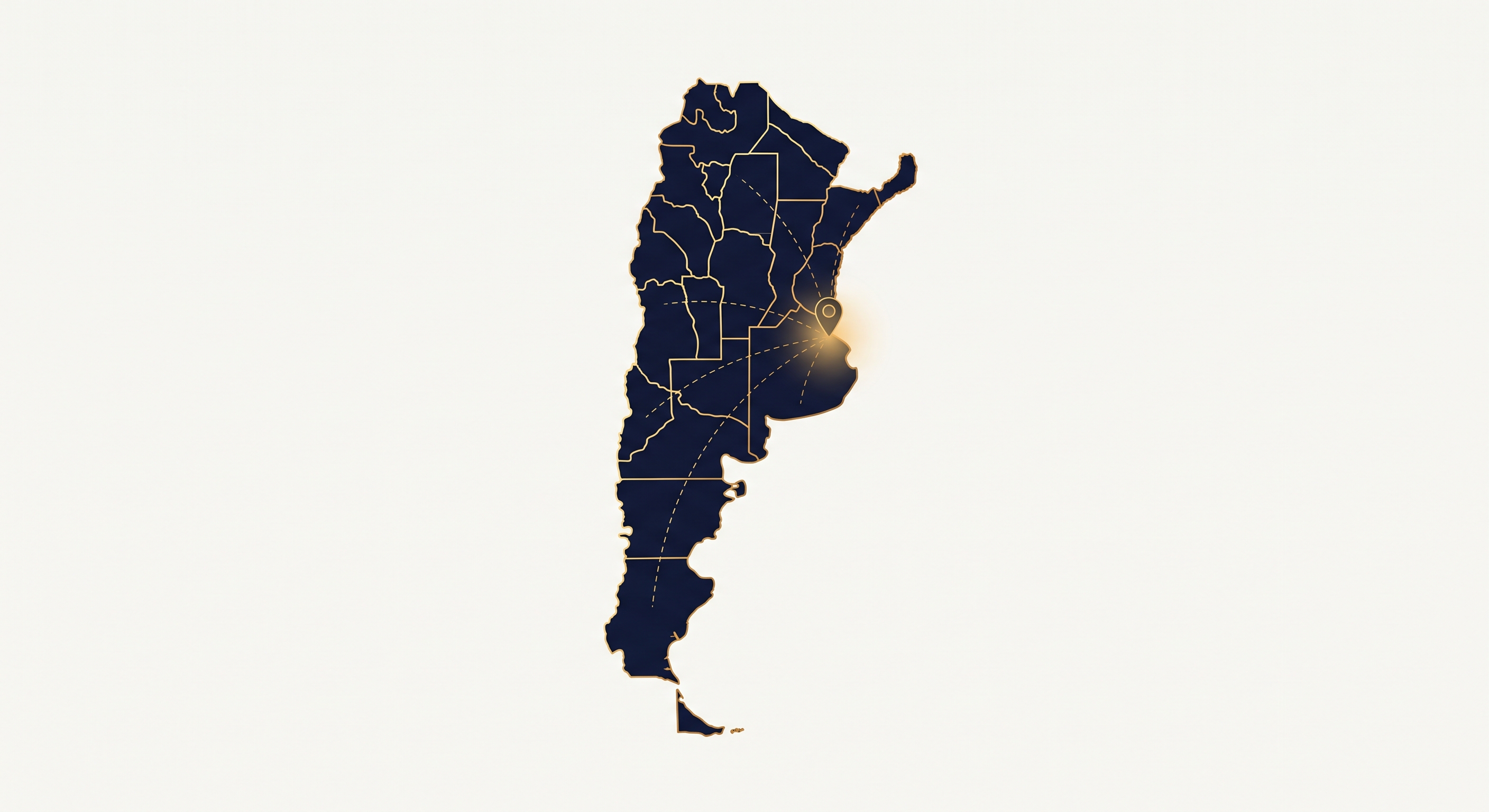 Mapa de Argentina con rutas desde Buenos Aires hacia distintos destinos